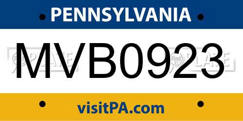 MVB0923 Pennsylvania License Plate
