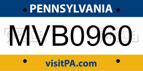 MVB0960 Pennsylvania License Plate