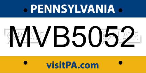 MVB5052 Pennsylvania License Plate