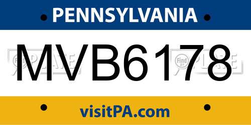 MVB6178 Pennsylvania License Plate
