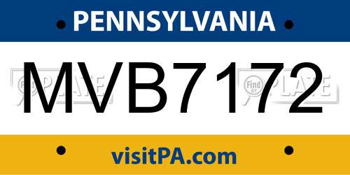 MVB7172 Pennsylvania License Plate