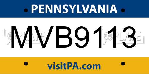 MVB9113 Pennsylvania License Plate