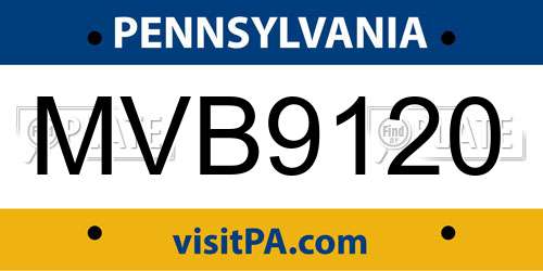 MVB9120 Pennsylvania License Plate