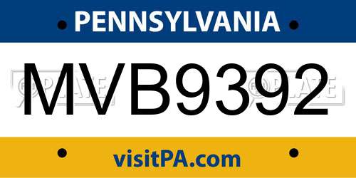 MVB9392 Pennsylvania License Plate