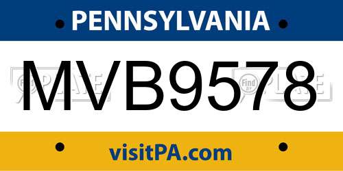 MVB9578 Pennsylvania License Plate