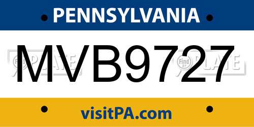 MVB9727 Pennsylvania License Plate