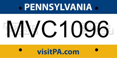 MVC1096 Pennsylvania License Plate