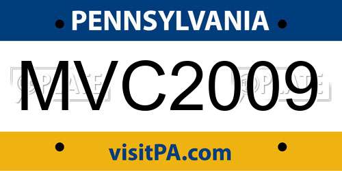 MVC2009 Pennsylvania License Plate