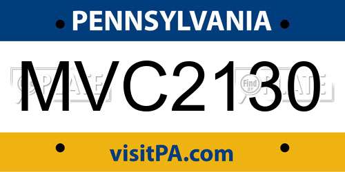 MVC2130 Pennsylvania License Plate