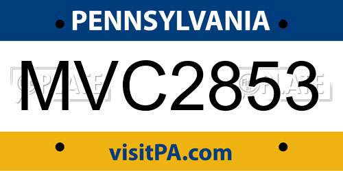 MVC2853 Pennsylvania License Plate