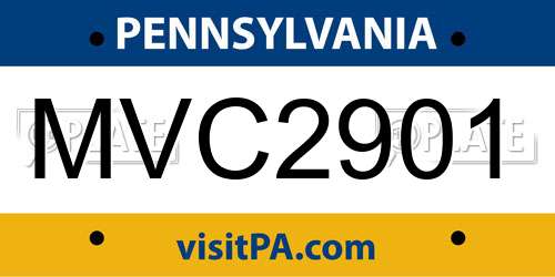 MVC2901 Pennsylvania License Plate