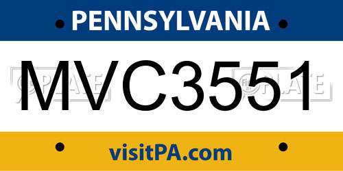 MVC3551 Pennsylvania License Plate