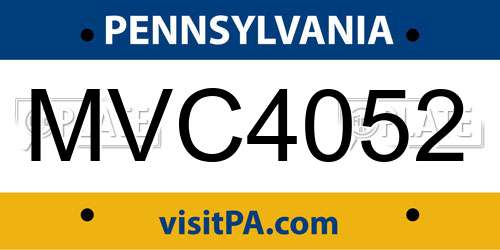 MVC4052 Pennsylvania License Plate