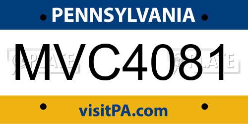 MVC4081 Pennsylvania License Plate