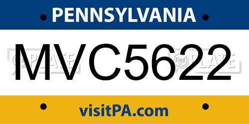 MVC5622 Pennsylvania License Plate