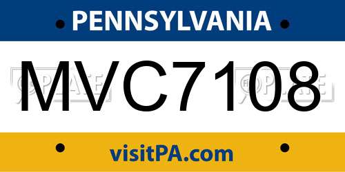 MVC7108 Pennsylvania License Plate