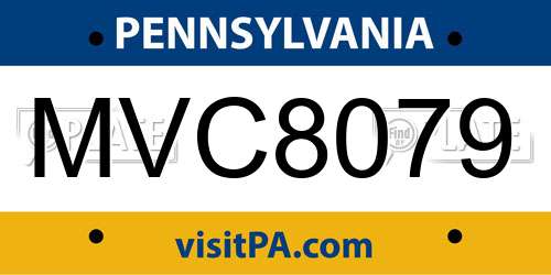 MVC8079 Pennsylvania License Plate