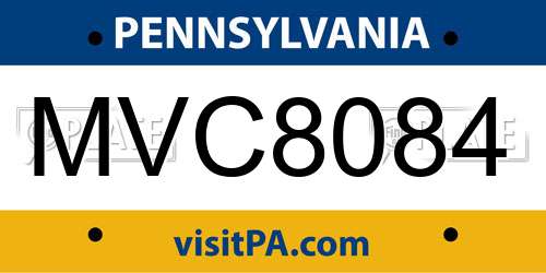 MVC8084 Pennsylvania License Plate