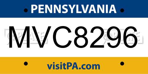 MVC8296 Pennsylvania License Plate