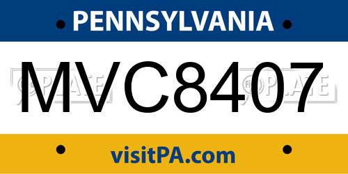 MVC8407 Pennsylvania License Plate