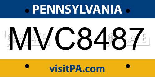 MVC8487 Pennsylvania License Plate