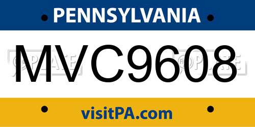 MVC9608 Pennsylvania License Plate