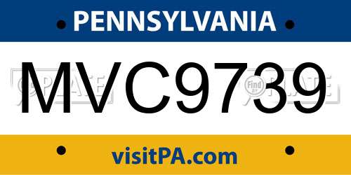 MVC9739 Pennsylvania License Plate