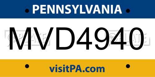 MVD4940 Pennsylvania License Plate