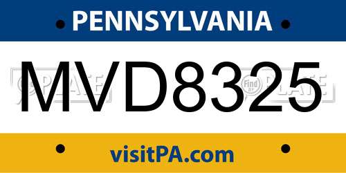 MVD8325 Pennsylvania License Plate
