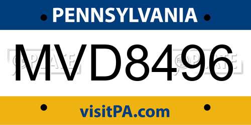 MVD8496 Pennsylvania License Plate
