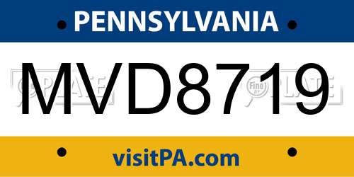 MVD8719 Pennsylvania License Plate
