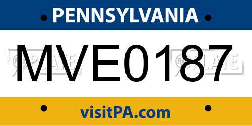 MVE0187 Pennsylvania License Plate