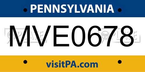 MVE0678 Pennsylvania License Plate