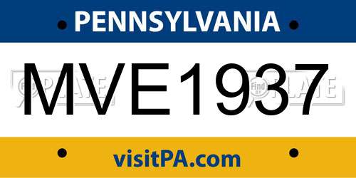 MVE1937 Pennsylvania License Plate