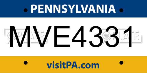 MVE4331 Pennsylvania License Plate