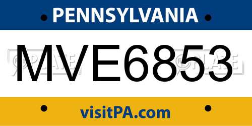 MVE6853 Pennsylvania License Plate