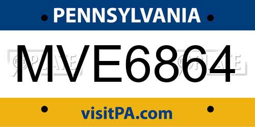 MVE6864 Pennsylvania License Plate