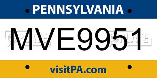 MVE9951 Pennsylvania License Plate