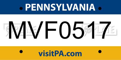 MVF0517 Pennsylvania License Plate