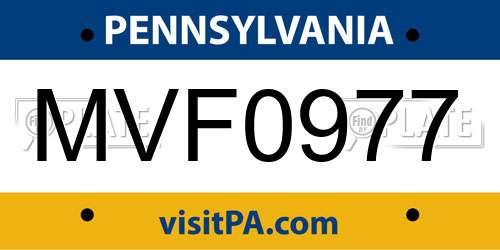 MVF0977 Pennsylvania License Plate