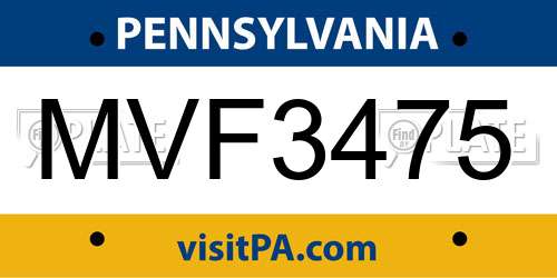 MVF3475 Pennsylvania License Plate