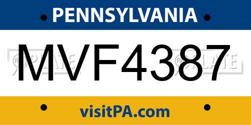 MVF4387 Pennsylvania License Plate