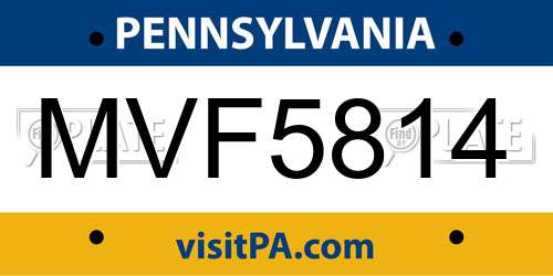 MVF5814 Pennsylvania License Plate