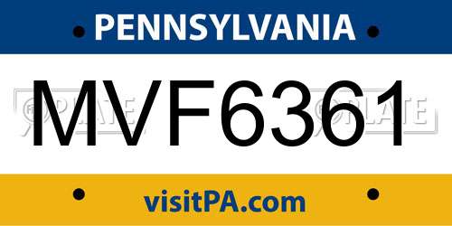MVF6361 Pennsylvania License Plate