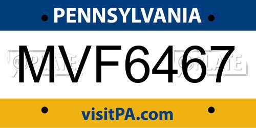 MVF6467 Pennsylvania License Plate