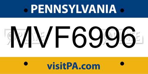 MVF6996 Pennsylvania License Plate