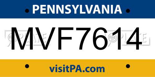 MVF7614 Pennsylvania License Plate