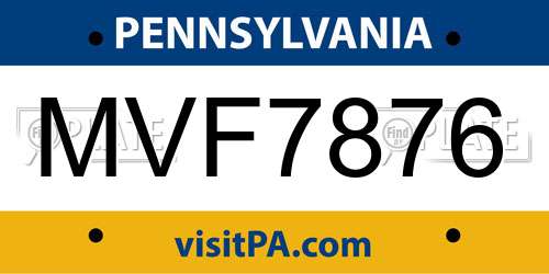 MVF7876 Pennsylvania License Plate