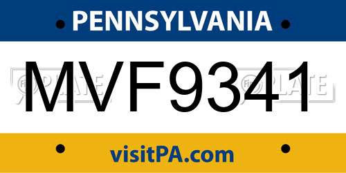 MVF9341 Pennsylvania License Plate