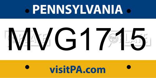 MVG1715 Pennsylvania License Plate